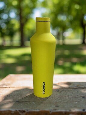 Corkcicle 16oz Yellow Insulated Water Bottle Stainless Steel Canteen